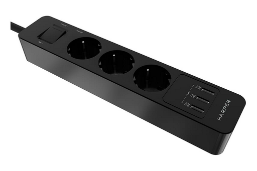 Сетевой фильтр Harper UCH-330 1.5м черный