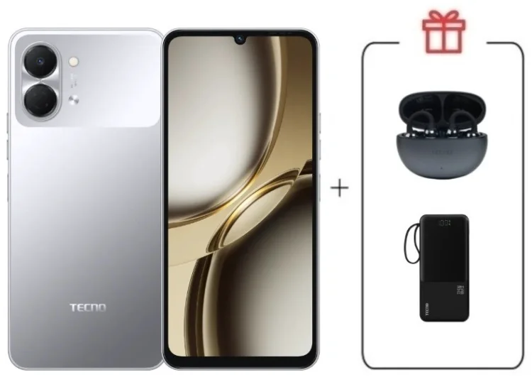 Смартфон Tecno Spark Go 3 3 ГБ/128 ГБ серый + подарок купить,NaN