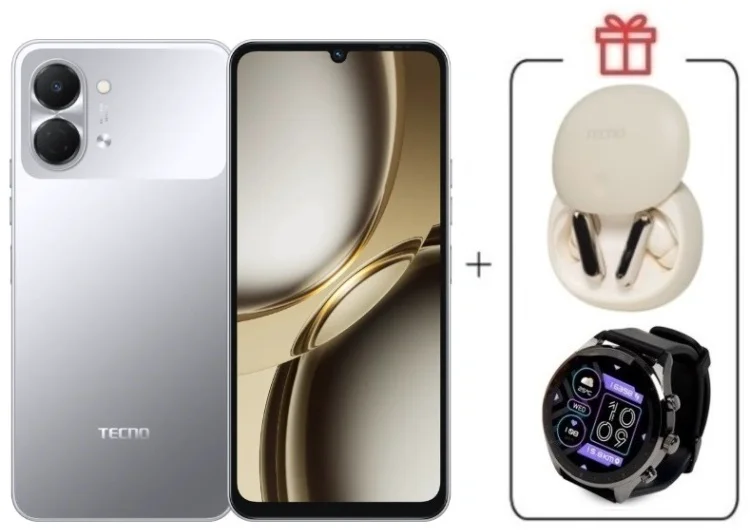 Смартфон Tecno Spark Go 3 3 ГБ/128 ГБ серый + подарок купить,NaN