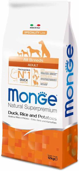 Сухой корм Monge All Breeds Adult с уткой 12кг