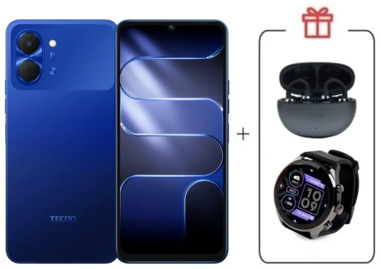 Смартфон Tecno Spark Go 3 3 ГБ/128 ГБ синий + подарок купить,NaN