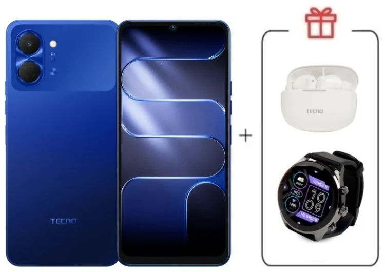 Смартфон Tecno Spark Go 3 3 ГБ/128 ГБ синий + подарок купить,NaN
