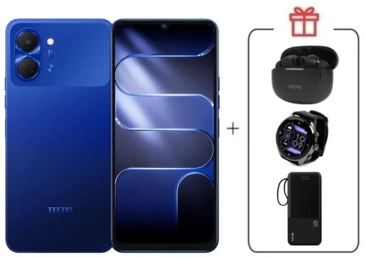 Смартфон Tecno Spark Go 3 3 ГБ/128 ГБ синий + подарок купить,NaN