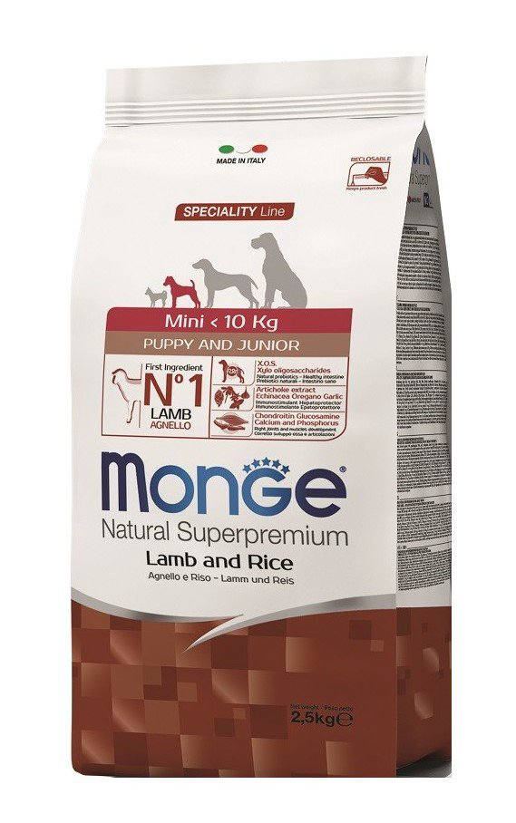 Сухой корм Monge Speciality Line Mini Puppy&Junior с бараниной и рисом 2,5кг купить,16100