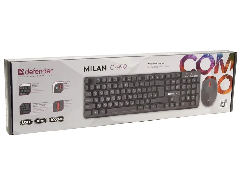 Клавиатура + мышь Defender Milan C-992 Black 