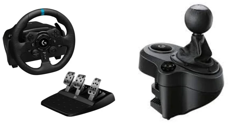 Игровой руль Logitech G923 + Driving Force Shifter черный