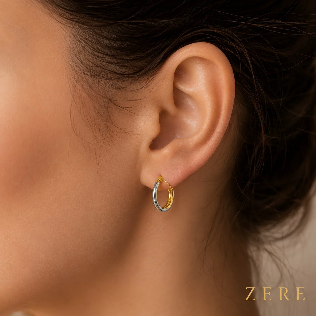 Серьги Zere ZR080705 жёлтое и белое золото 2.36гр 15мм купить,193600