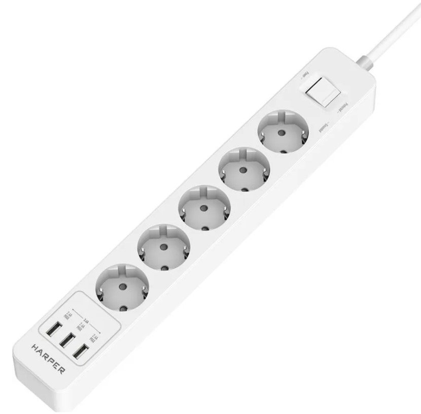 Сетевой фильтр Harper UCH-560 3м белый