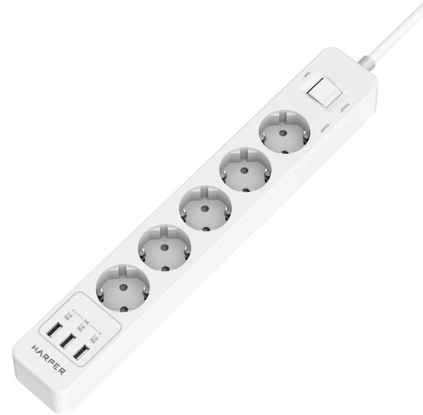 Сетевой фильтр Harper UCH-560 3м белый