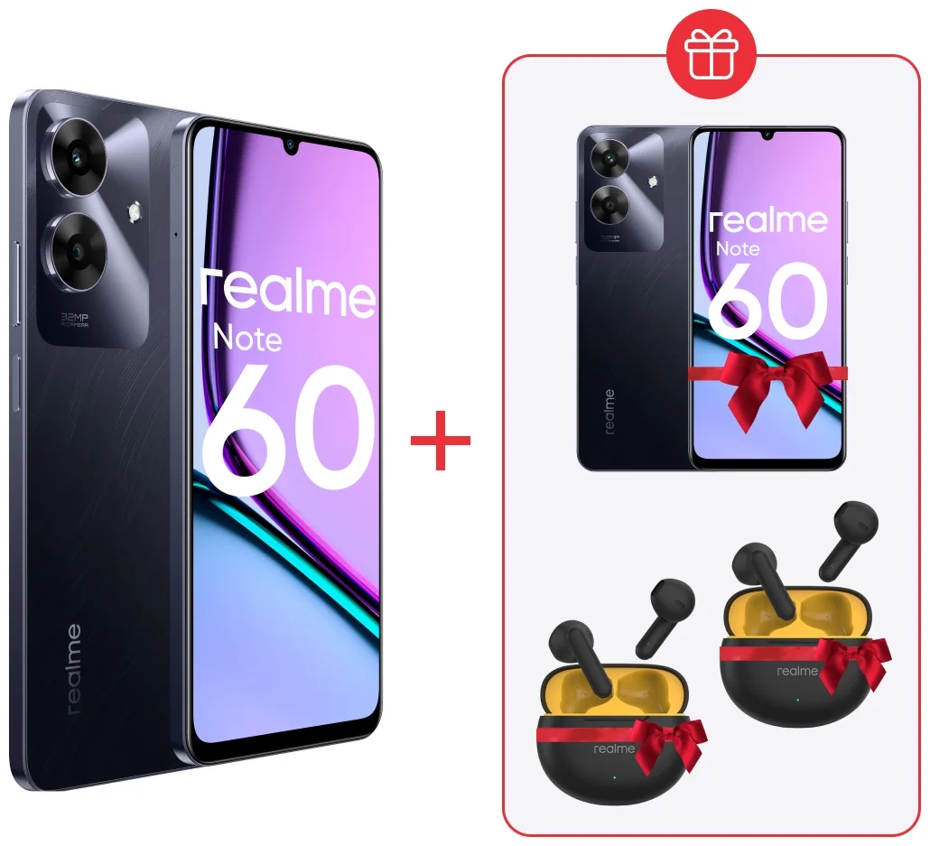 Смартфон Realme Note 60 4/128Gb Marble Black + подарок купить,NaN