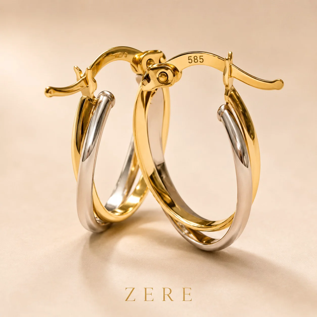 Серьги Zere ZR080704 жёлтое и белое золото 2.86гр 15мм купить,236100