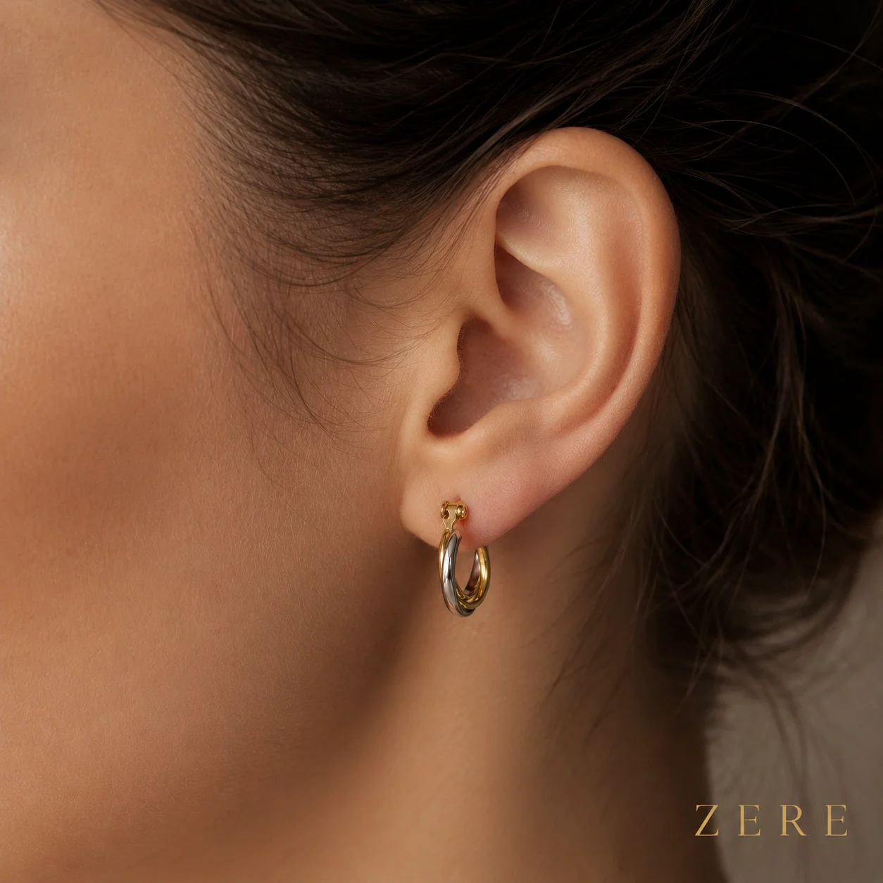 Серьги Zere ZR080704 жёлтое и белое золото 2.86гр 15мм купить,236100
