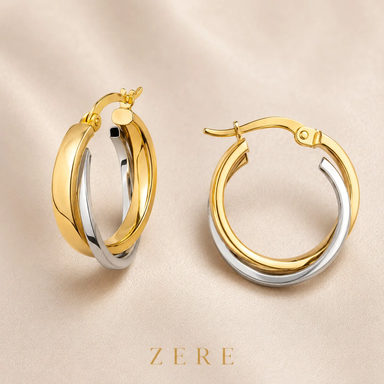 Серьги Zere ZR080706 жёлтое и белое золото 2.8гр 10мм купить,231000
