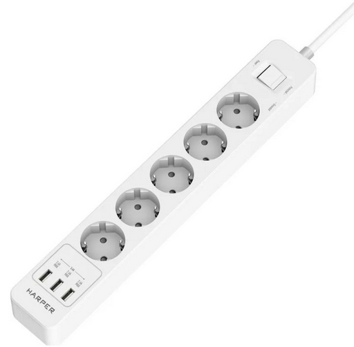 Сетевой фильтр Harper UCH-560 3м белый