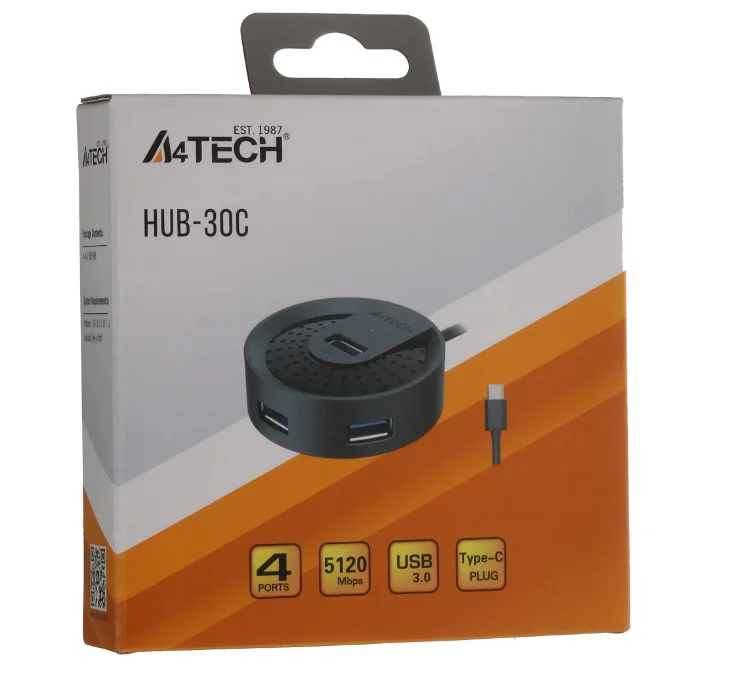 USB Hub A4Tech HUB-30C 4-port USB 3.0 Black