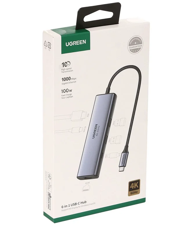 USB Hub Ugreen CM512 (45000) 6-port USB 3.0 Type-C Grey