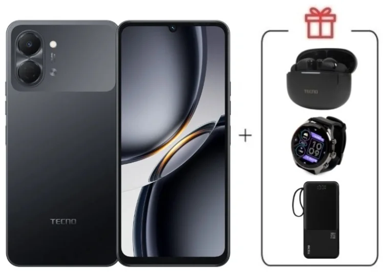 Смартфон Tecno Spark Go 3 3 ГБ/128 ГБ черный + подарок купить,NaN