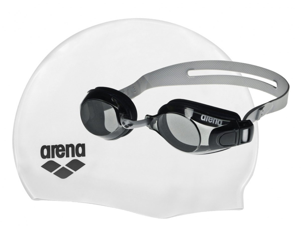 Очки + шапочка Arena Pool set 55 серебристый купить,NaN