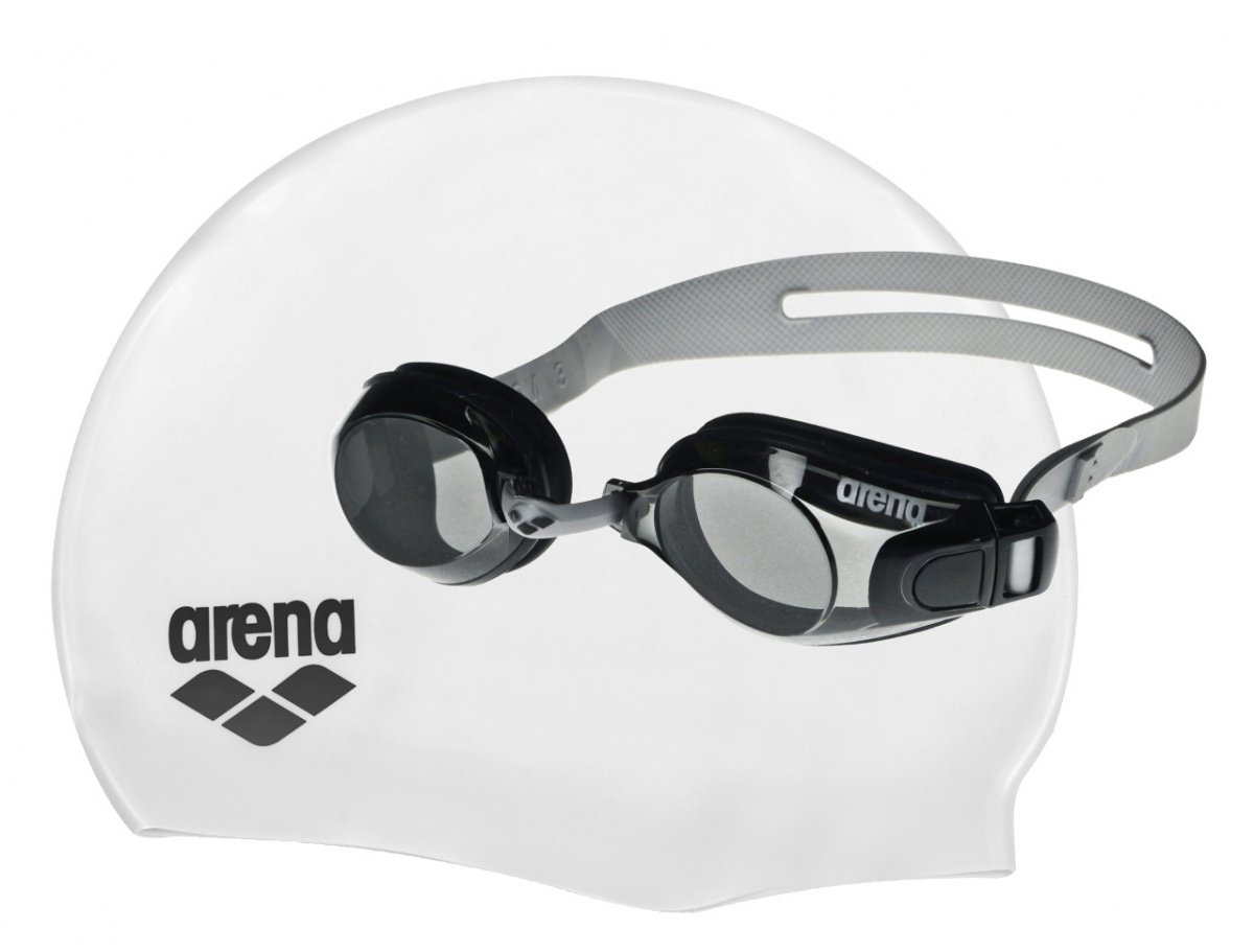 Очки + шапочка Arena Pool set 55 серебристый купить,NaN