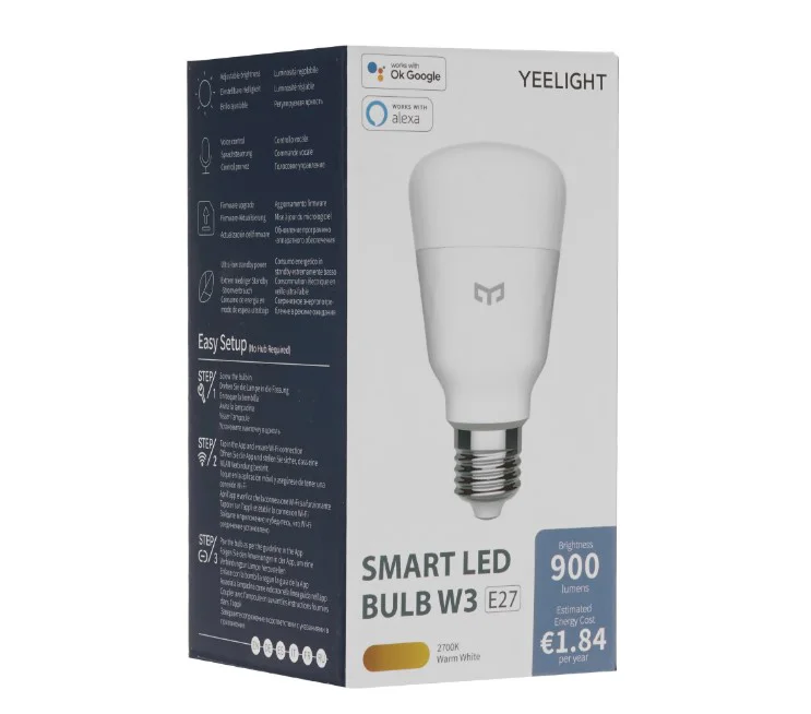LED лампочка Yeelight Smart LED Buld W3 Dimmable YLDP007 E27 8Вт 2700K теплый белый  купить,4490