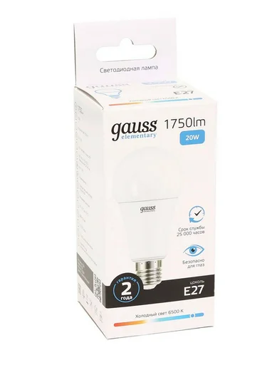 LED лампочка Gauss Elementary A60 23239 20Вт 6500K холодный белый