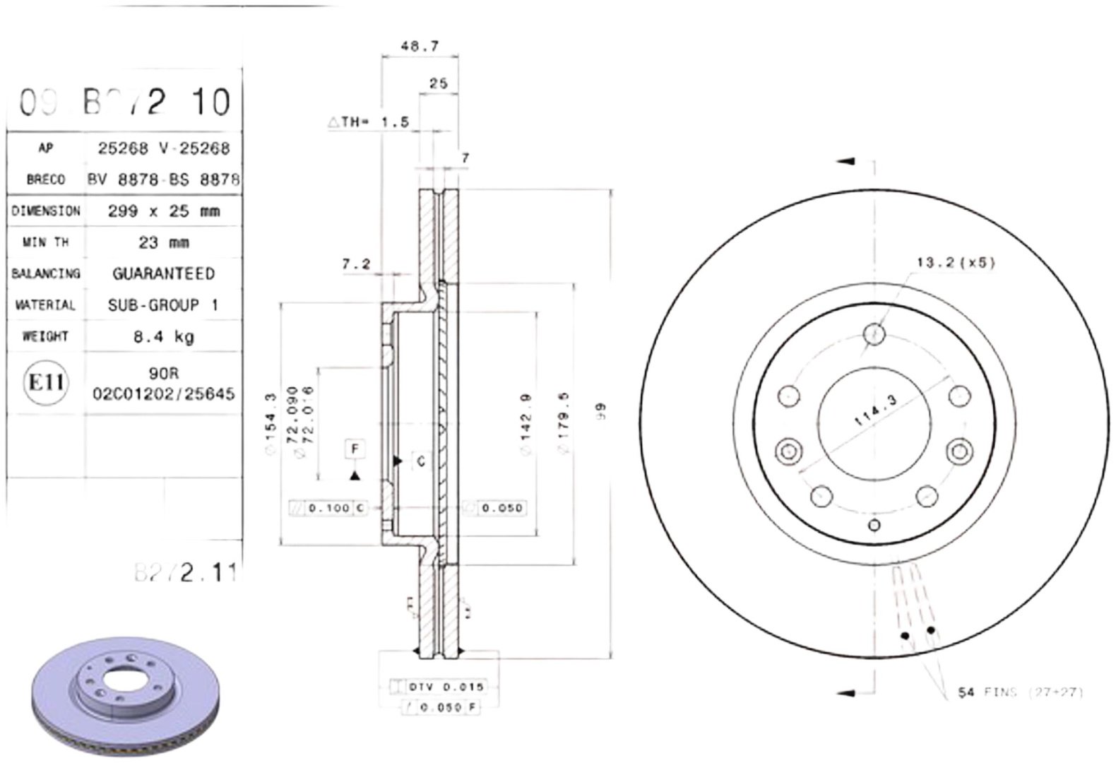 Диски Brembo передние 09B27210 купить,NaN
