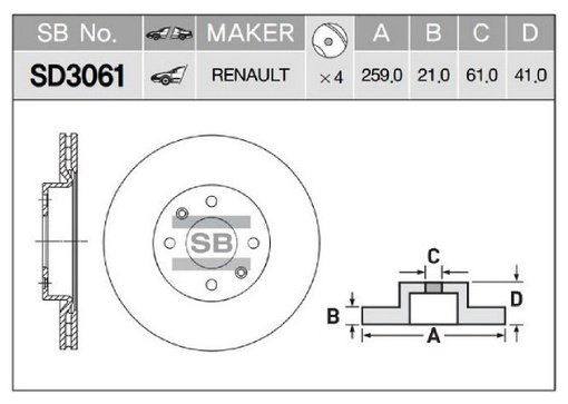 Диски HI-Q передние SD3061 купить,NaN