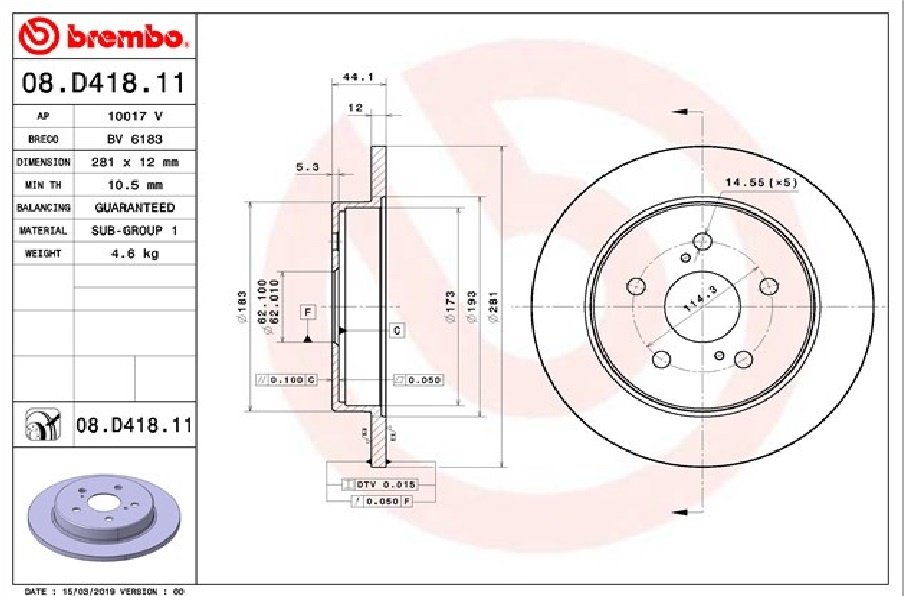 Диски Brembo задние 08.D418.11 купить,NaN