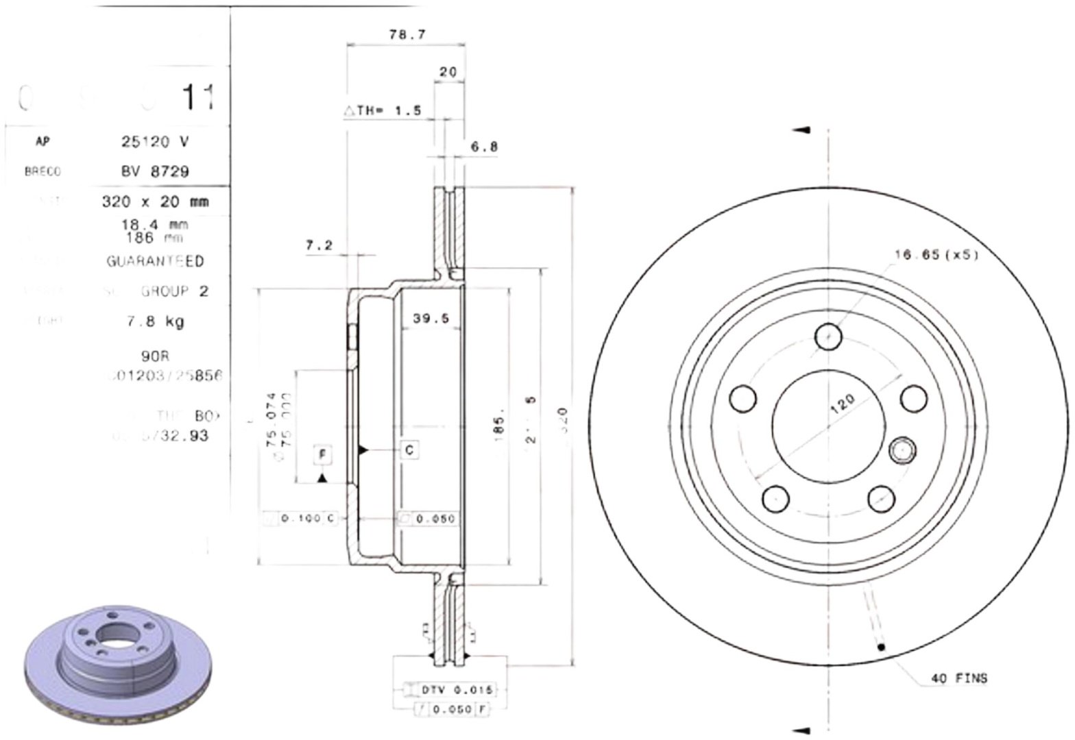 Диски Brembo задние 09992511 купить,NaN