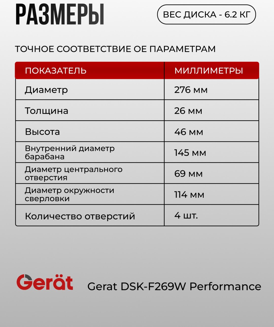 Диски Gerat передние F269W