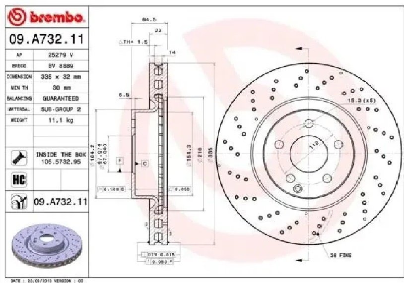 Диски Brembo передние 09.A732.11