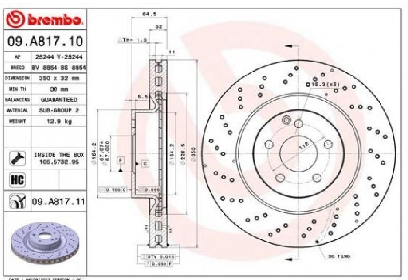 Диски Brembo передние 09.A817.11