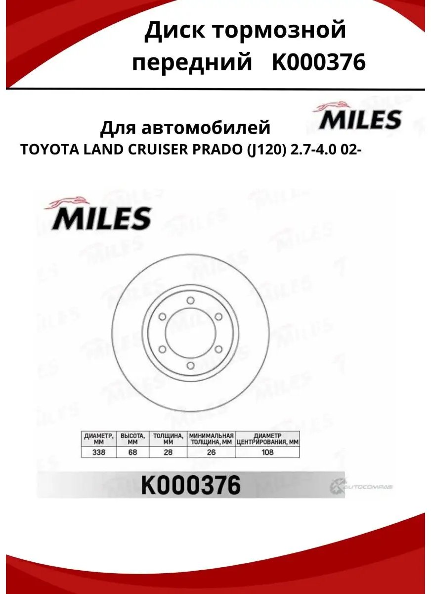 Диски MILES передние K000376 купить,NaN