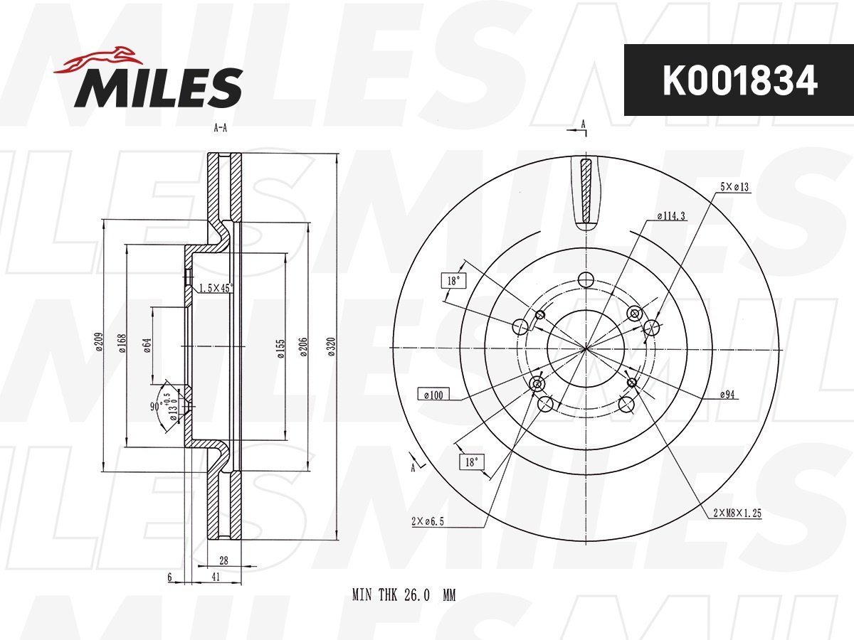 Диски MILES передние K001834 купить,NaN