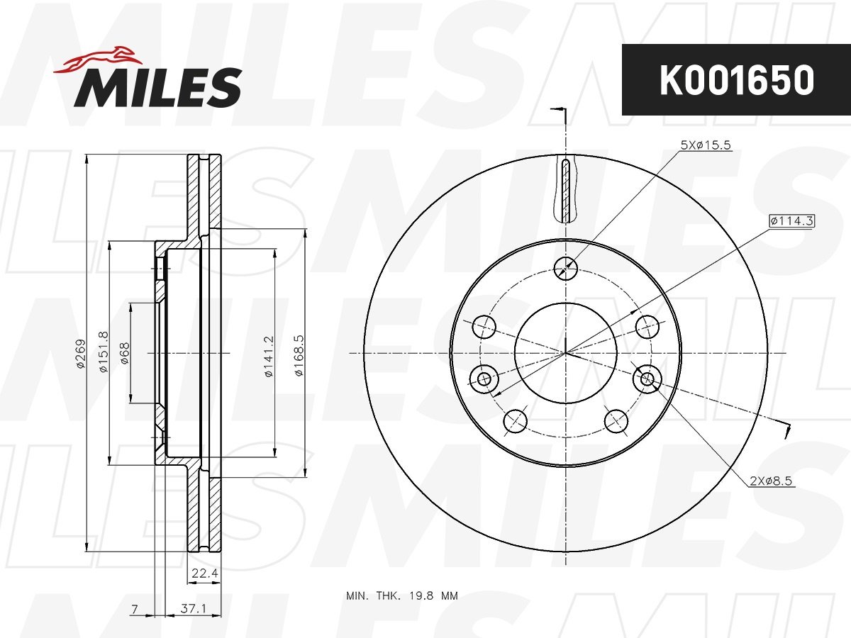 Диски MILES передние K001650 купить,NaN