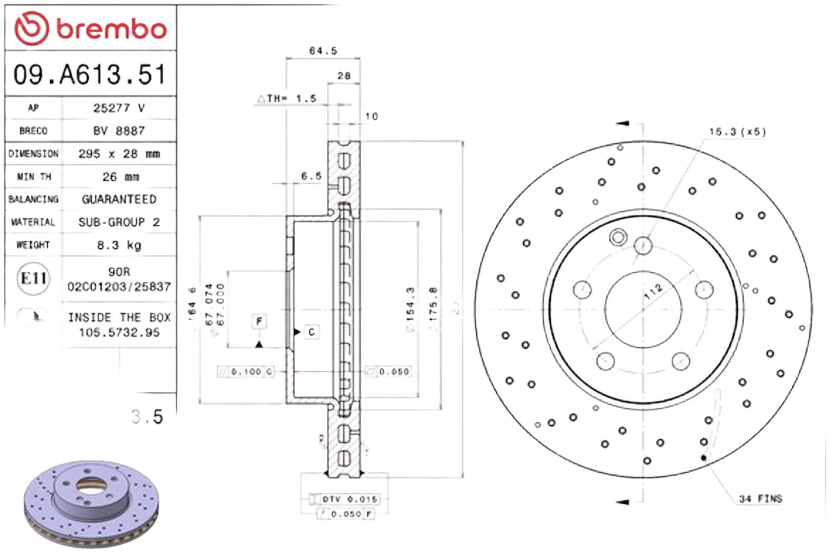 Диски Brembo передние 09A61351 купить,NaN