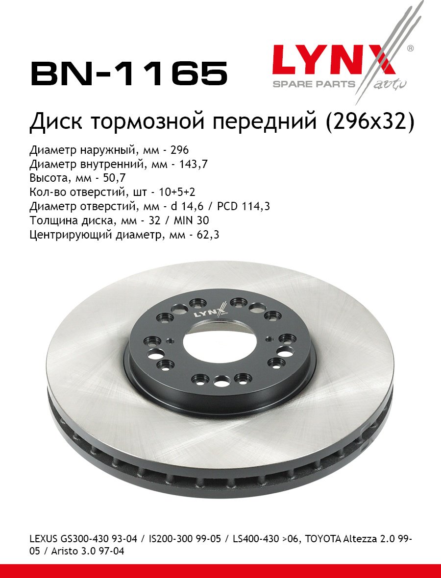 Диски LYNXauto передние BN1165 купить,NaN
