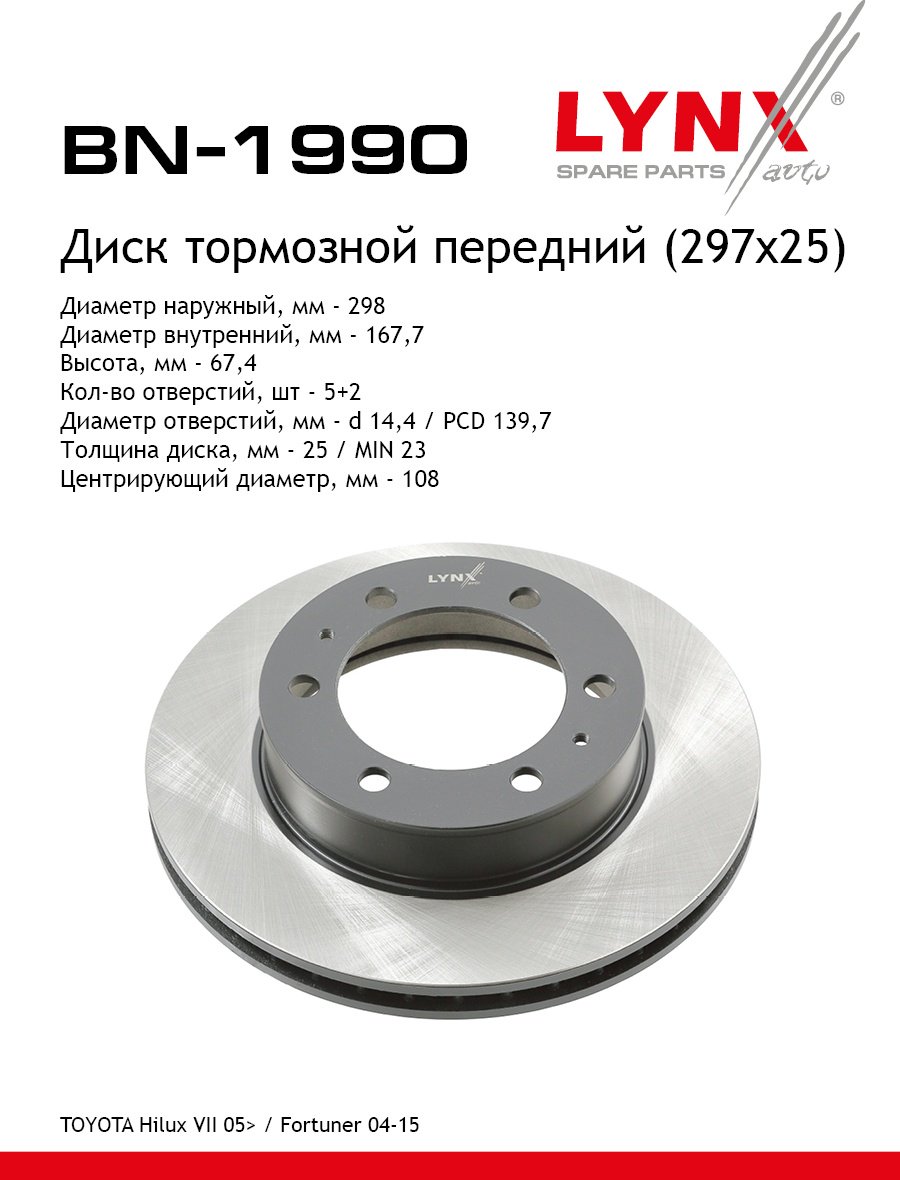 Диски LYNXauto передние BN1990 купить,43540