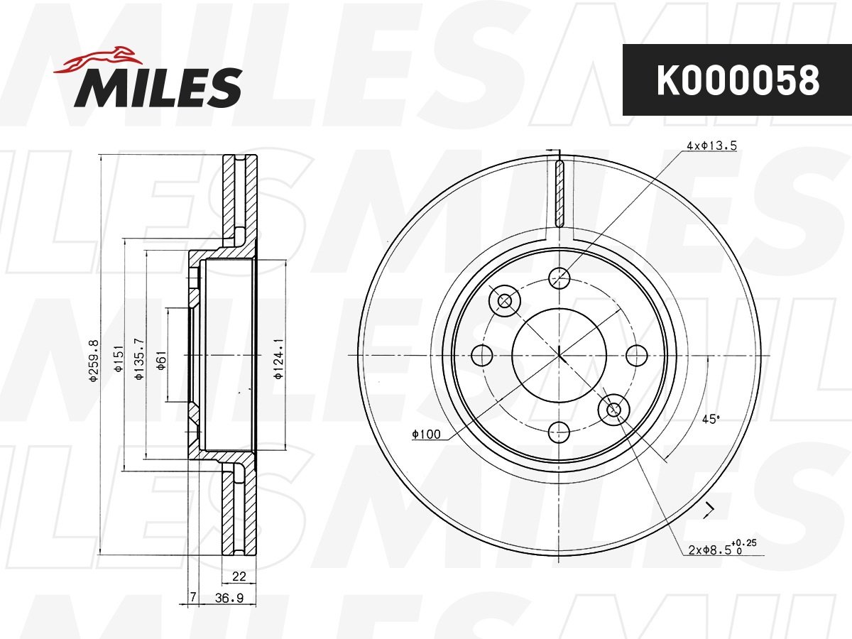 Диски MILES передние K000058 купить,NaN