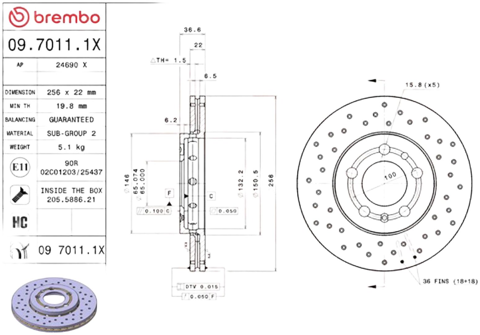 Диски Brembo передние 0970111X купить,NaN