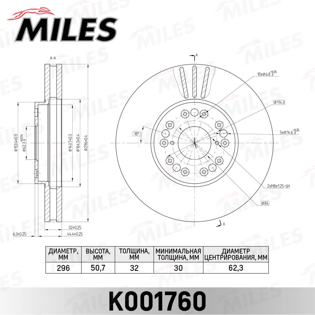 Диски MILES передние K001760 купить,NaN