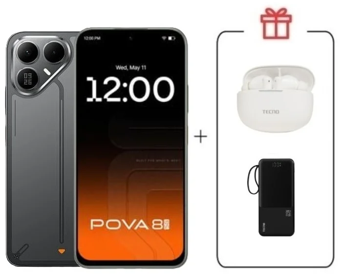 Смартфон Tecno Pova 8 5G 8/256Gb Graphite Black + подарок купить,NaN