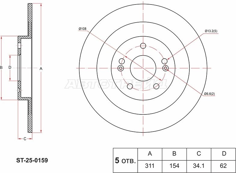 Диски SAT задние ST-25-0159 купить,NaN