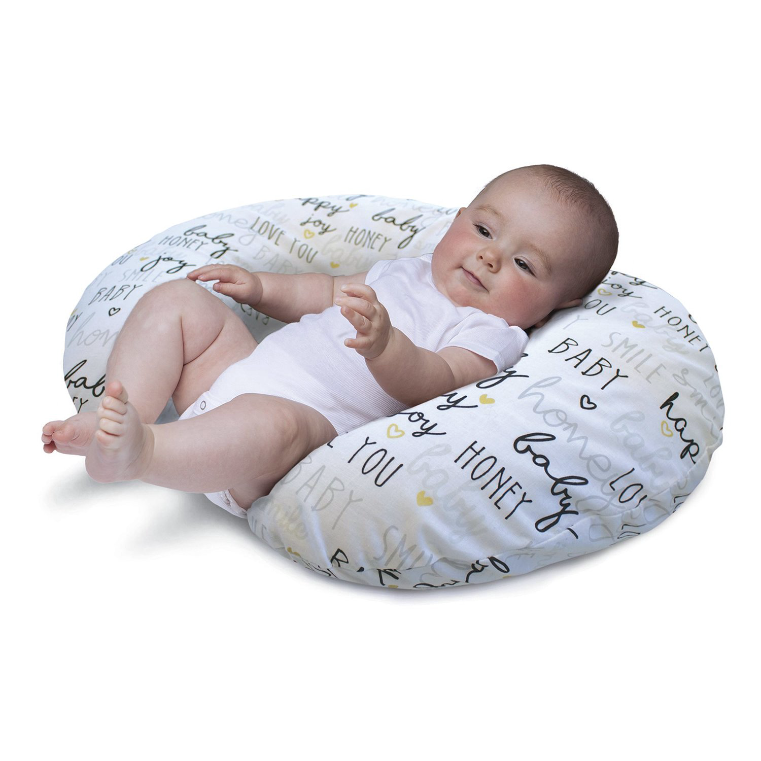 Подушка Chicco Boppy Hello Baby для кормления бежевая купить,NaN