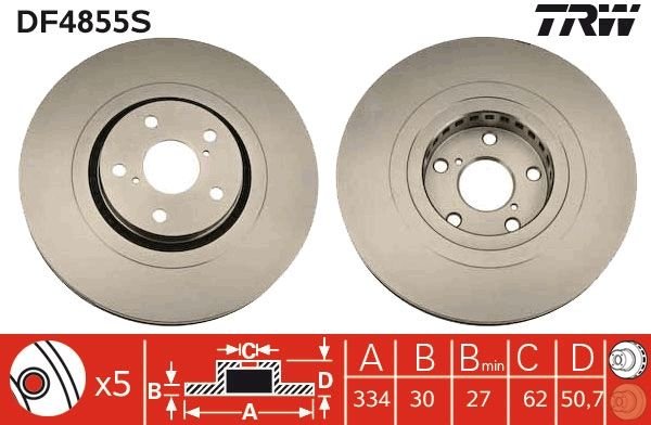 Диски TRW передние DF4855S купить,NaN