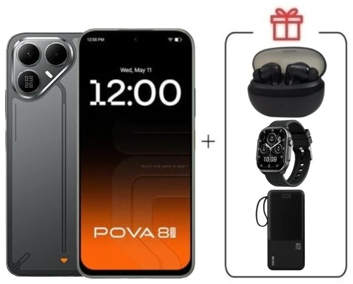 Смартфон Tecno Pova 8 5G 8/256Gb Graphite Black + подарок купить,NaN