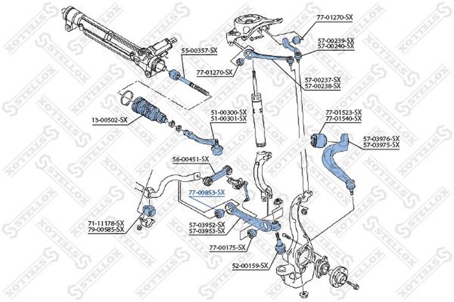 Stellox сайлентблок рычага подвески 77-00853-SX купить,NaN