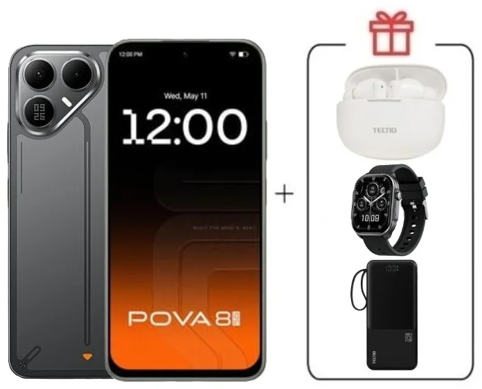 Смартфон Tecno Pova 8 5G 8/256Gb Graphite Black + подарок купить,NaN