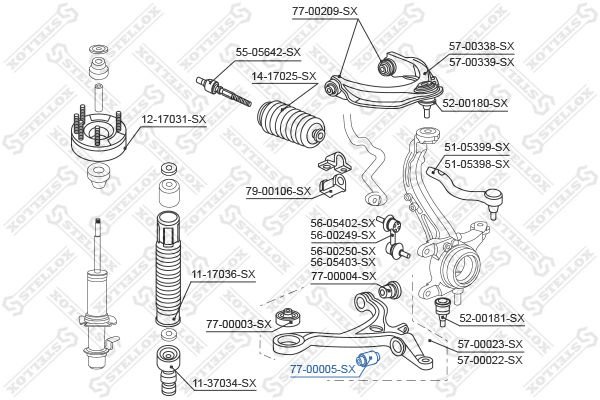 Stellox сайлентблок рычага подвески 77-00005-SX купить,NaN