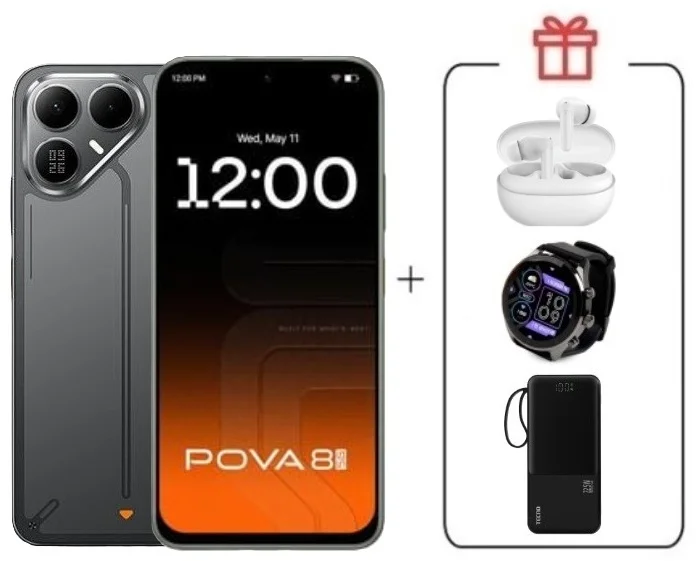 Смартфон Tecno Pova 8 5G 8/256Gb Graphite Black + подарок купить,NaN